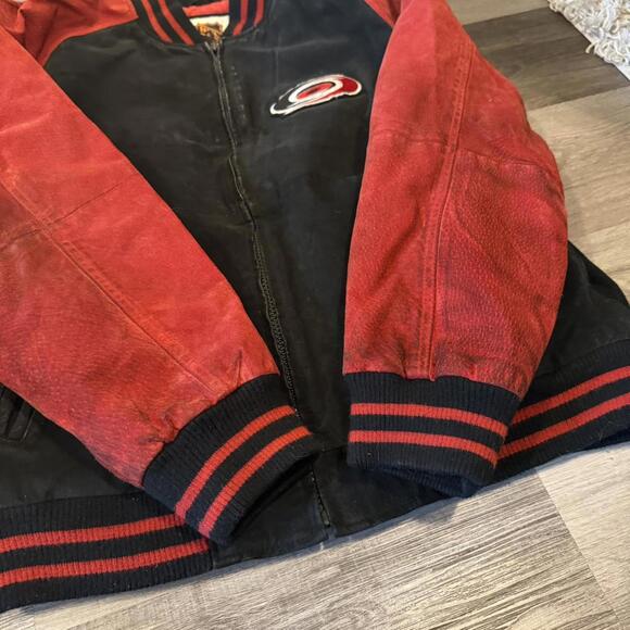 Vintage Carolina hurricanes suede leather jacket 90s L - Picture 6 of 8